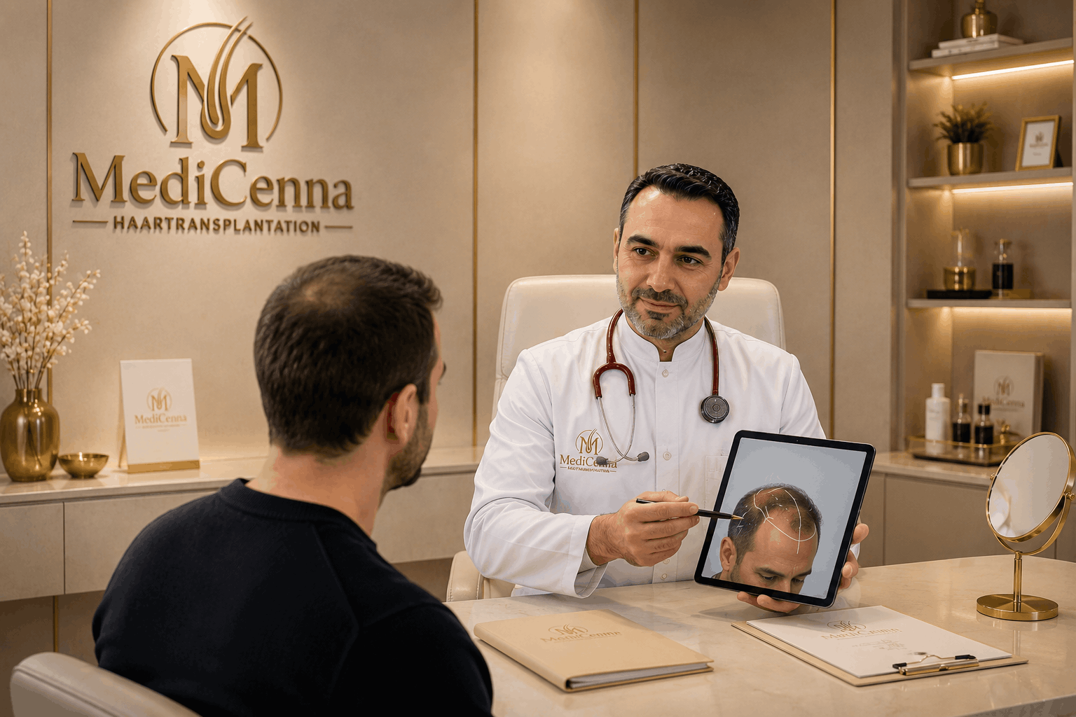 Beurteilung des Spenderbereichs vor einer Haartransplantation