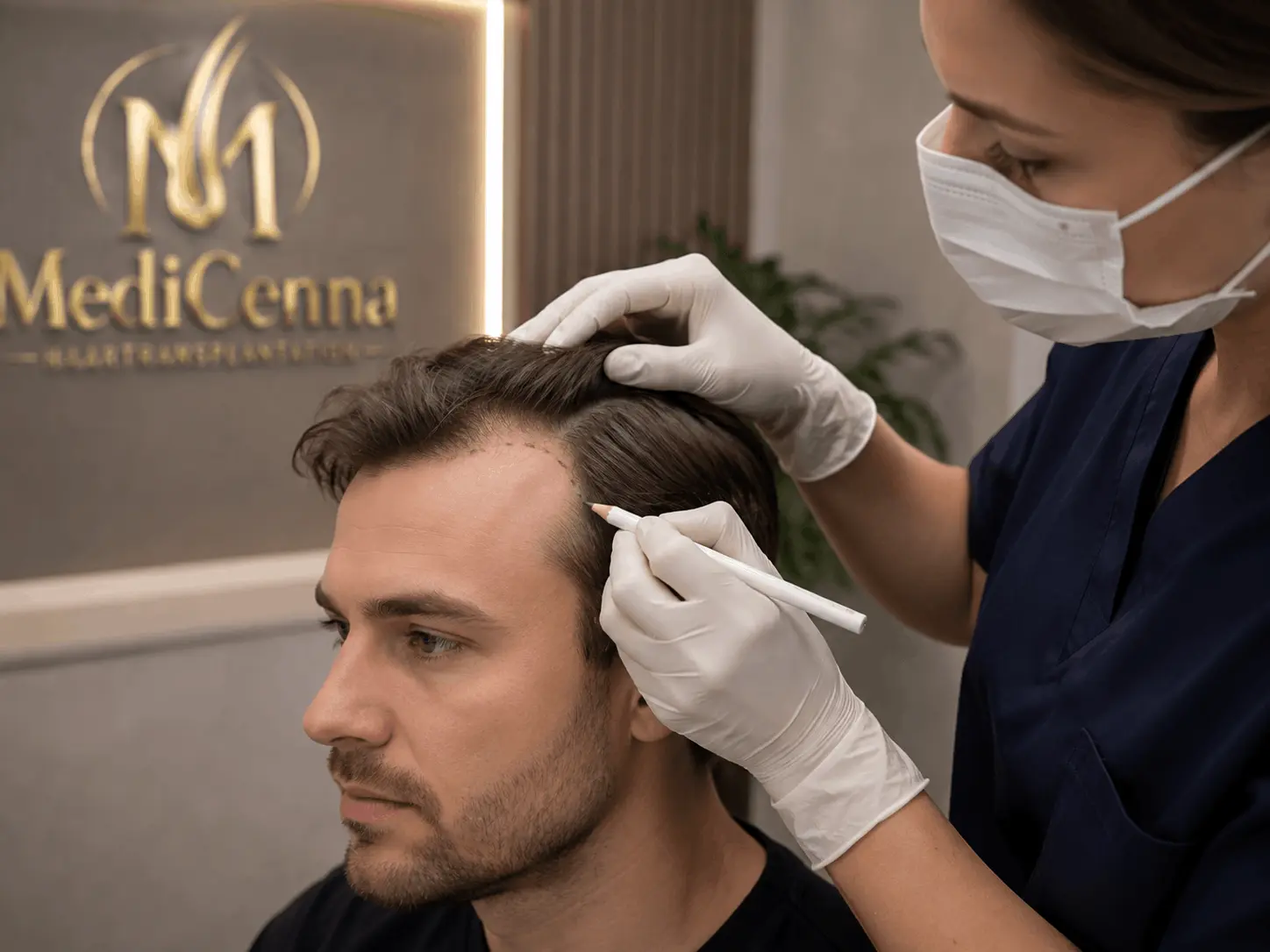 Kosten zur Behandlung von Geheimratsecken in der MediCenna Hair Clinic Hamburg