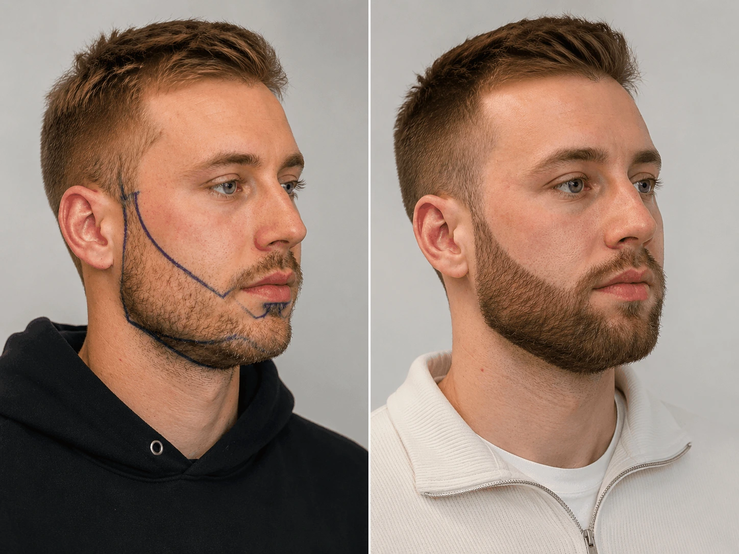 Illustration zur Barttransplantation in der MediCenna Hair Clinic Hamburg