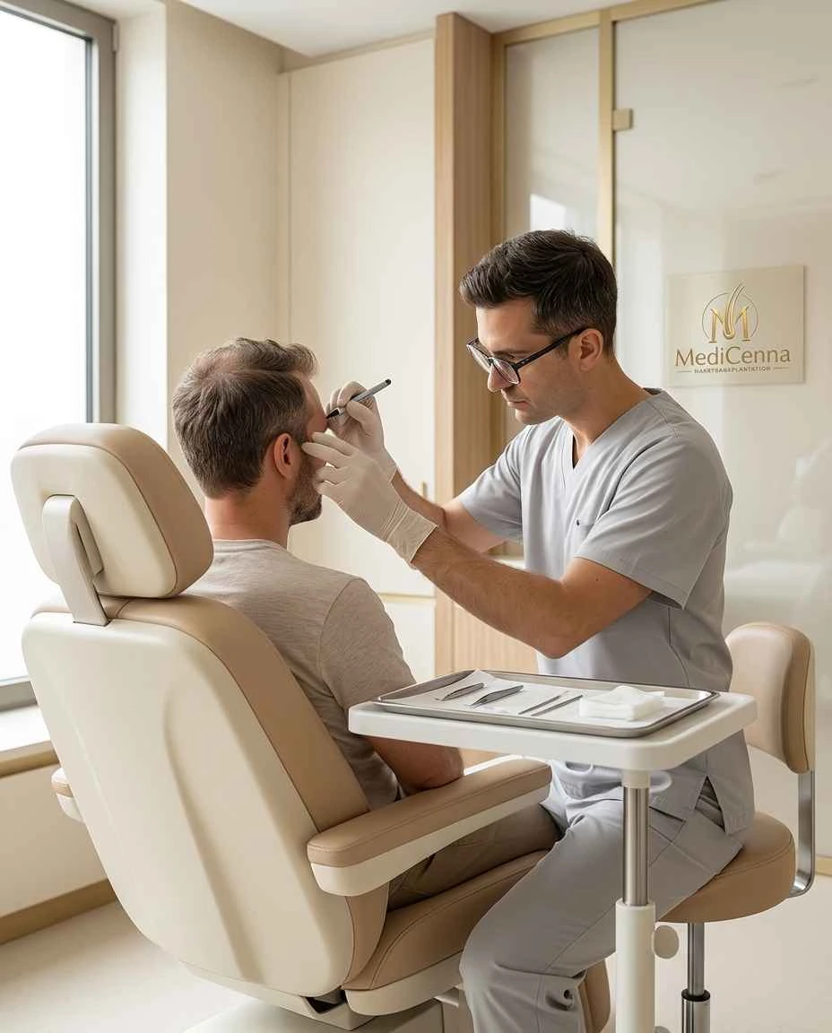 Persönliche medizinische Beratung und Haarlinienanalyse bei MediCenna Hair Clinic in Hamburg