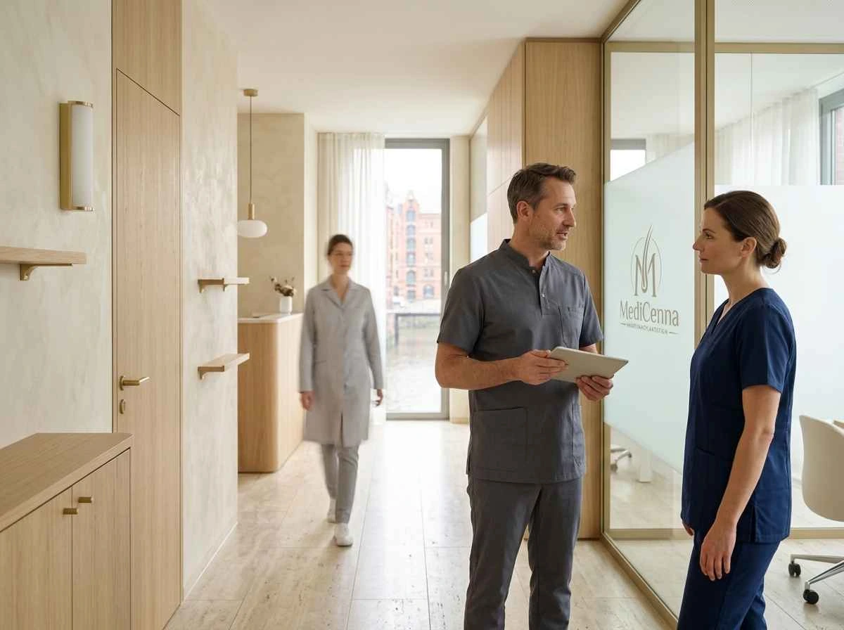Ruhige, moderne Behandlungsumgebung der MediCenna Hair Clinic in Hamburg