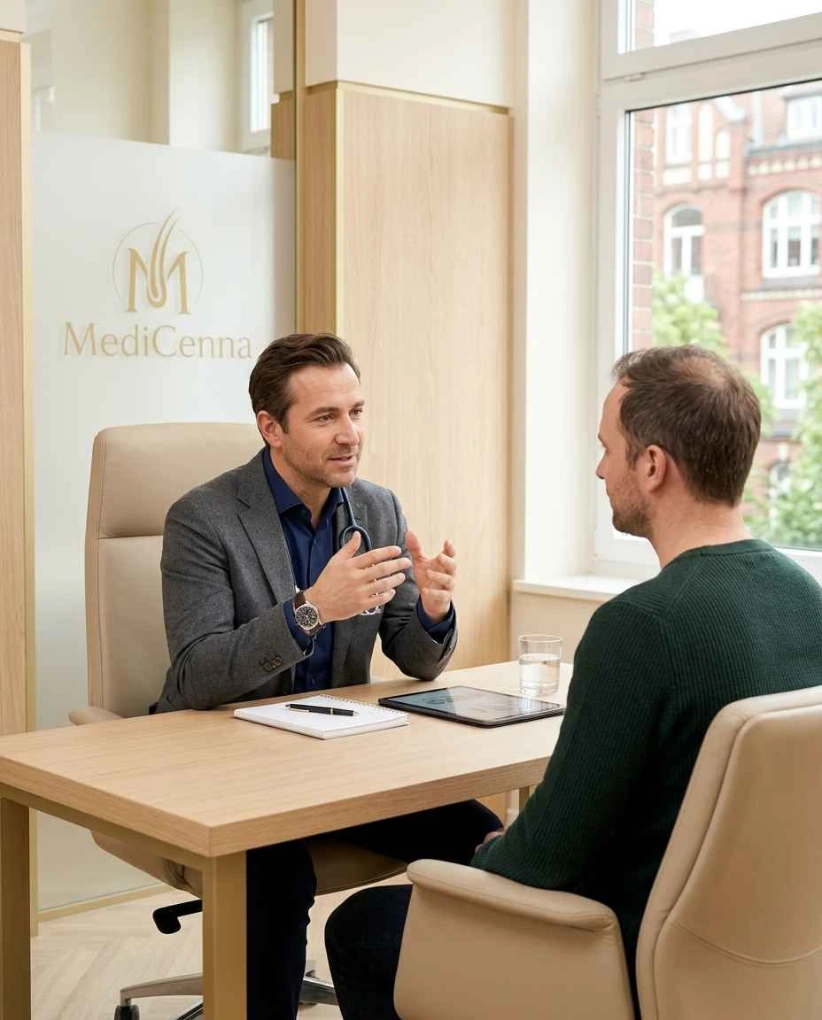 MediCenna Hair Clinic in Hamburg – persönliche Beratung zur DHI Haartransplantation